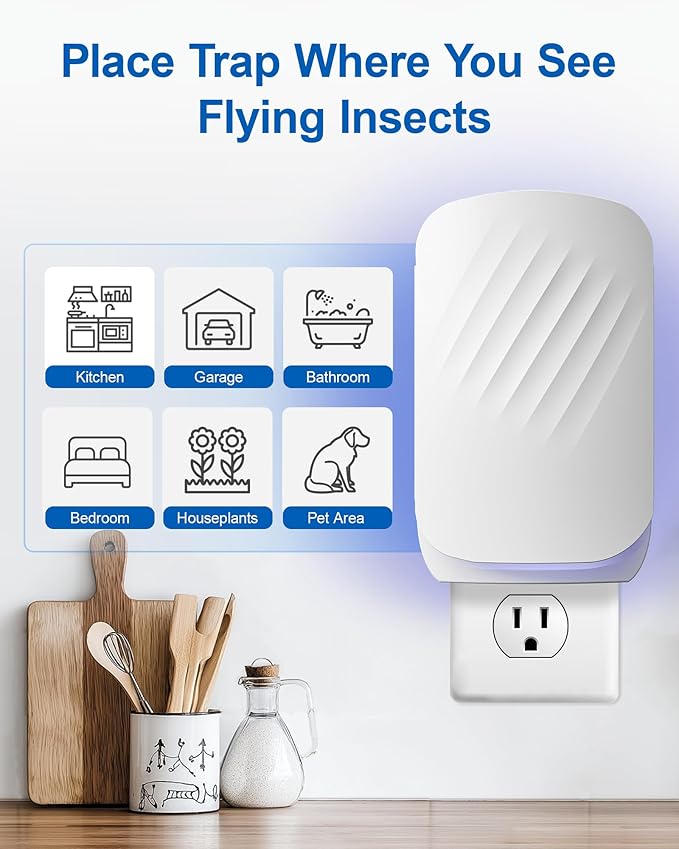 10-Pack Official Flying Insect Trap Refills, Replacement Sticky Glue Cards for Plug-in UV Light Bug Catcher, Compatible with N386D, Trap Not Included