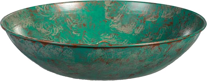 Evergreen Garden 14" Rain Chains Basin, Display Dish w/Chain for Roof Gutter Downspout, Decorative Bowl Catch Rain Chain Basin for Garden & Patio (Green Verdigr)