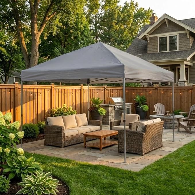 Instant Pop Up Tailgate Tent - Easy Setup & Adjustable Height, Heavy-Duty Steel Frame, Waterproof UV-Protected Oxford Canopy, for Party/Wedding/Backyard/Parking