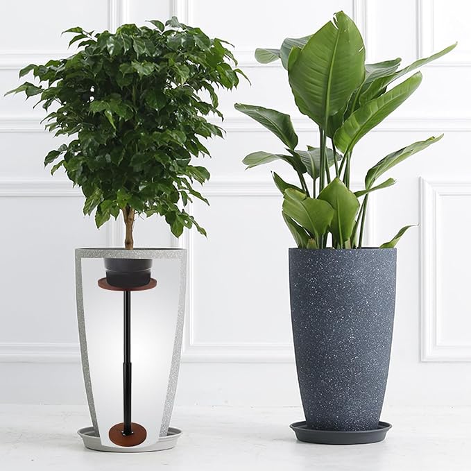 LUTTY 2Set Wooden Adjustable Plant Risers for Inside Pot,7.9-13.8 inches Tall Tapered Plant Riser Fill Bottom of Tall Flower Pots and Large Plants Containers, Rise Filler Riser of Flower Pots