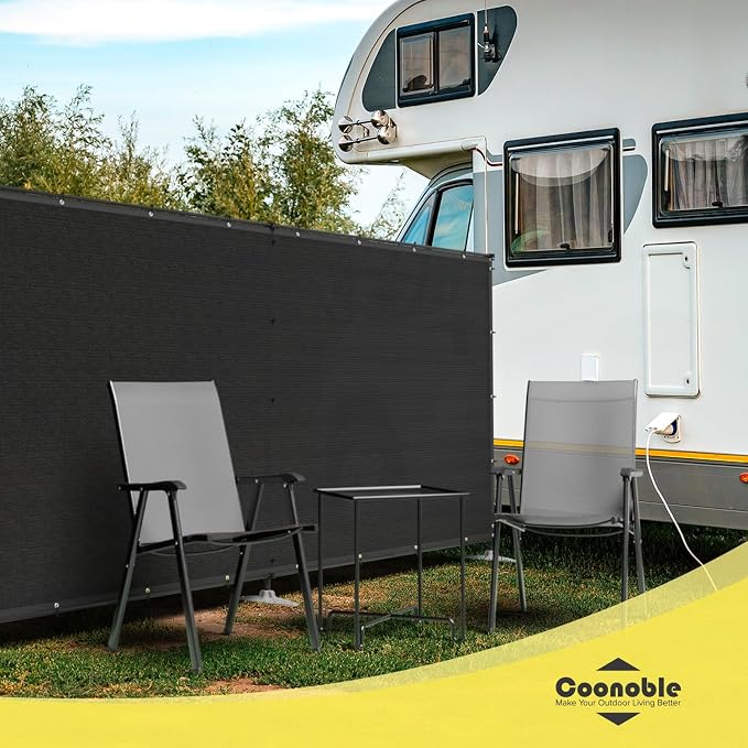 6' x 30' Black Outdoor Privacy Screen Freestanding 240 GSM Privacy Fence Panels for Outside, Pool Fences with Poles, Backyard Temporary Fencing, Privacy Wall Ground Pole Fence