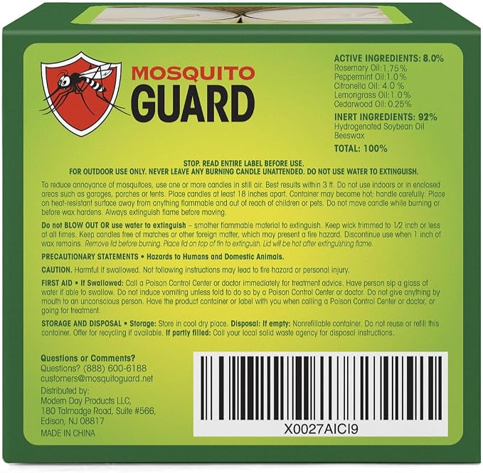 Mosquito Guard 16 Tealight Citronella Candles Outdoor Mosquito Repellent Indoors - DEET Free Mosquito Candles for Outside - Natural Mosquito Repellent Outdoor Patio Candle - Yard Bug Repellent Candle