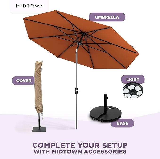 Midtown Umbrellas The Lean Patio Umbrella (Terylast Fabric - Terracotta, 10 Foot)
