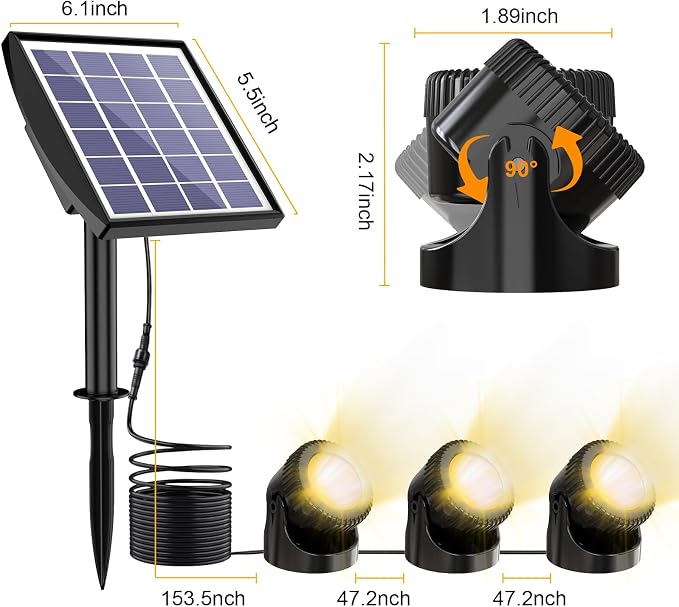 Solar Pond Lights, 3-in-1 Warm White Underwater Pond Lights, Smart Auto ON/Off Submersible LED Fountain Lights with 3-Brightness Modes, IP68 Waterproof for Pond, Garden, Patio, Pool, Waterfall Decor