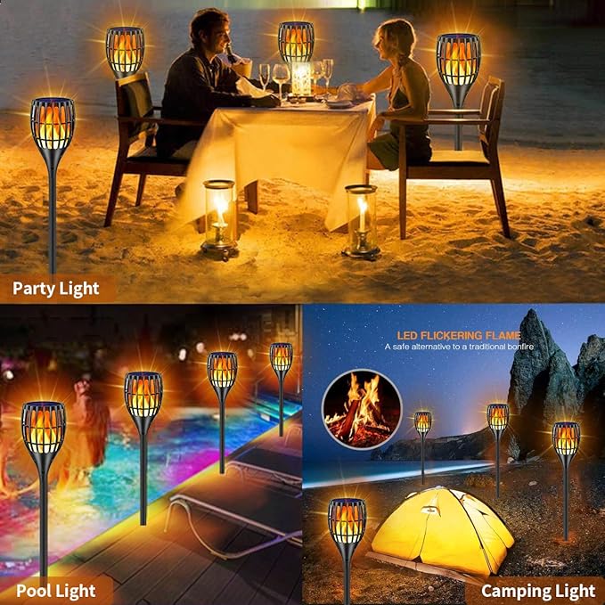 Solar Torch Lights Outdoor with Flickering Flame, Upgraded 96 LED 43 Inch Waterproof Dancing Flames Solar Garden Lights, Auto Dusk to Dawn Landscape Decoration Pathway Patio Lights, 1 Pack