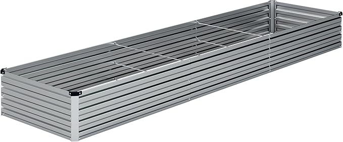 DIIYIV 12x2x1FT Galvanized Raised Garden Bed Kit,Vegetable Boxes-Rectangle Metal Flower Box,Large Planter Raised Beds Outdoor Garden for Planting,Fruit,Herb-Silver