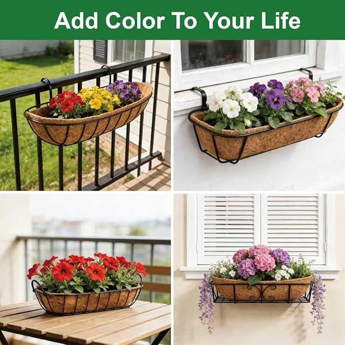 2-Pack 24 Inch Coco Liners for Planters – Trough Coco Liner for Window Box, Fence Flower Baskets | Coco Liners for Hanging Baskets, Planter Box Liner, 24 Inch Coconut Liners for Planters.