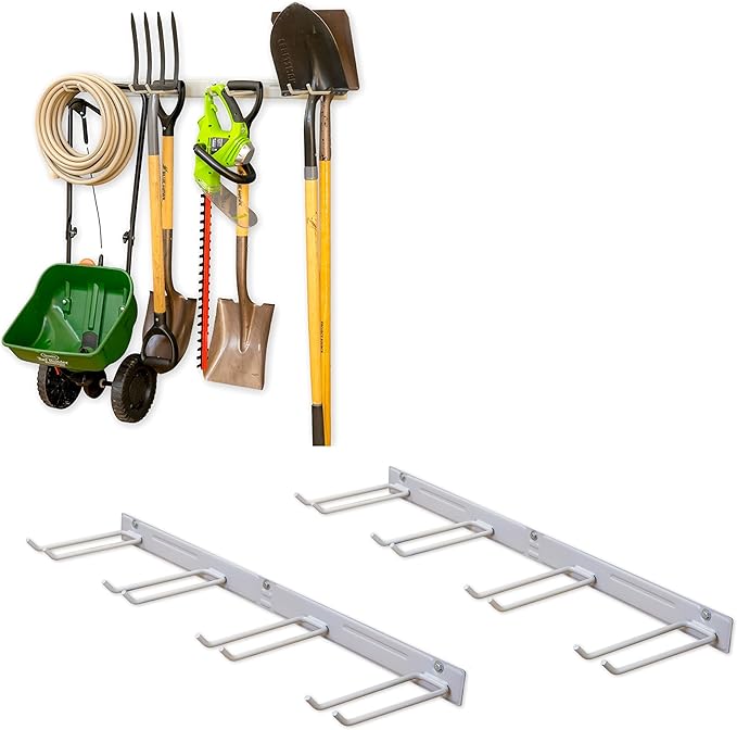 StoreYourBoard 72" Garage Tool Organizer Wall Mount | Garden Tool Organizer System | Heavy Duty Garden Tool Storage Rack for Yard Tools Rakes Shovels 500lbs Garage Organization | 8 PVC Coated Hooks