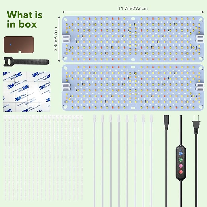 SDOVUERC Full Spectrum 384 LEDs Grow Lights, 24W Plant Grow Lights for Indoor Plants with Daisy Chain Function, Sunlike Spectrum,4/8/12/16/20H Timer for Seed Starting(Pack2)