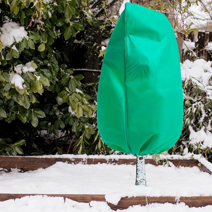 Homimp Plant Covers Freeze Protection, 2 Pack Frost Covers with Zipper Drawstring (71" x 47.3") Plant Protection Cover Bags for Outdoor Winter Frost Cold Weather Shrubs Trees Jacket Covers(Green)