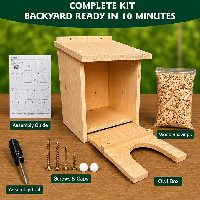 MOONITY Large Premium Cedar Owl House β 16" x 12" x 12" Weatherproof Nesting Box for Barn & Screech β Durable, Safe & Easy to Install