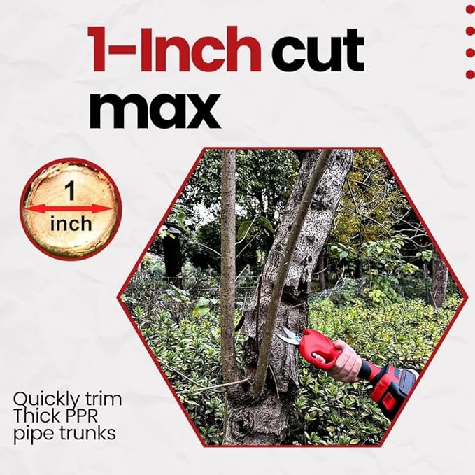 21V Cordless Electric Pruner, 1.6" Cutting Diameter, 600W Brushless Motor, SK5 Steel Blades, Battery & Charger Included, Lightweight Tree Trimmer for Garden, Orchard & Farm