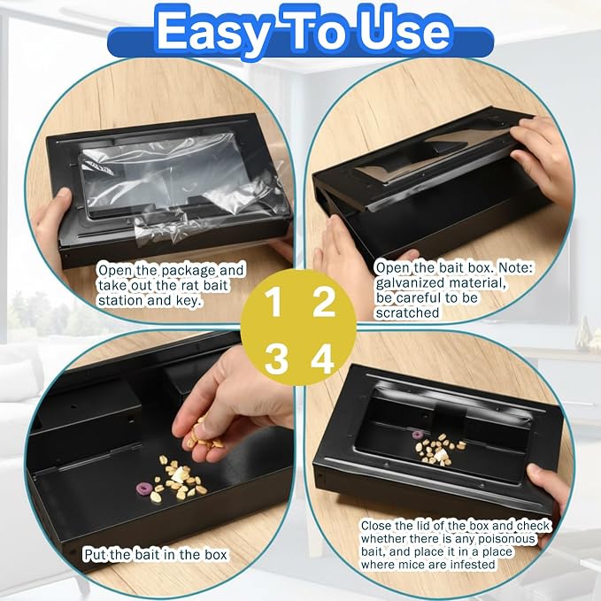 8 Packs Black Mouse Trap Multi Catch Clear Top Mice Trap Humanized Rodent Silver Rat Traps for Indoor Outdoor Rat Control Pet Friendly
