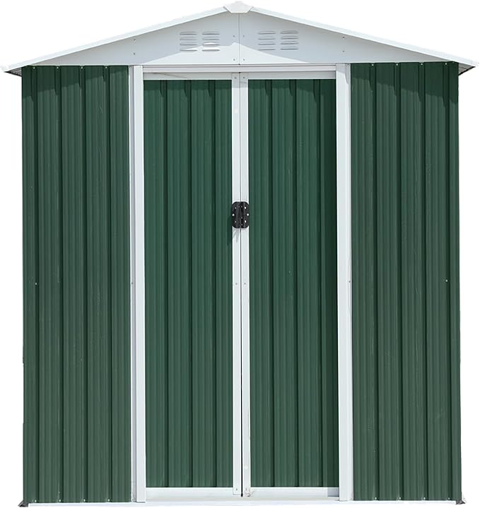 YOPTO 6X4 FT Outdoor Storage Shed,Metal Shed W/Air Vent & Sliding Door,Garden Tool House W/Aluminum Alloy Frame & Sloped Roof,for Backyard Patio Lawn,Green