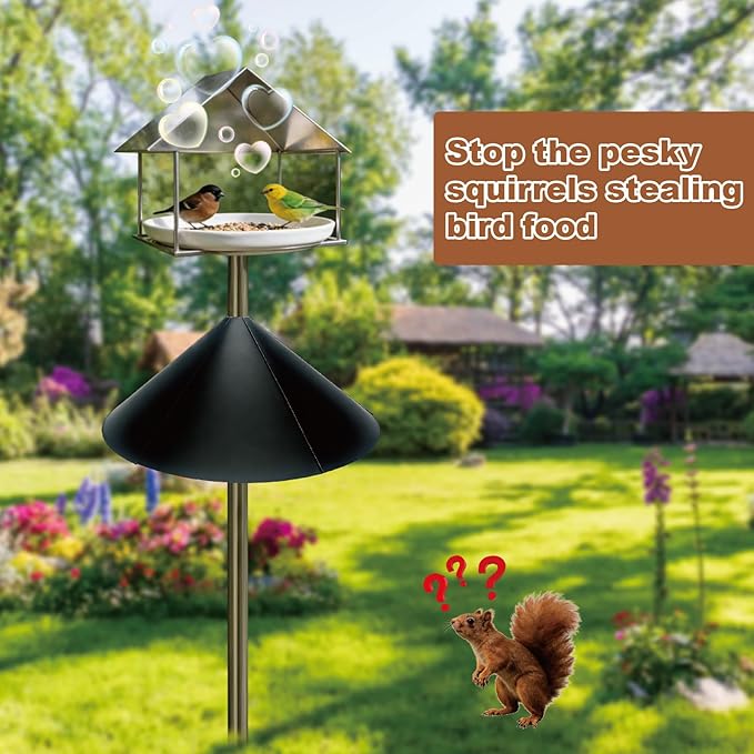 1 Pack 19 inch Squirrel Proof Baffle for Bird Feeder Pole,Shepherd's Hook Outdoor Sturdy,Squirrel Device Guard Deterrent Stop Squirrels from Climbing,Easy Install,Black