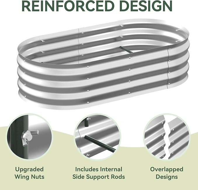 Lineware Raised Garden Bed with Sprinkler Timer and Self-Watering System, 4x2x1 ft Elevated Planter Boxes Outdoor with Mesh Cover, Galvanized Raised Beds for,Vegetables,Flowers, Backyard, Patio