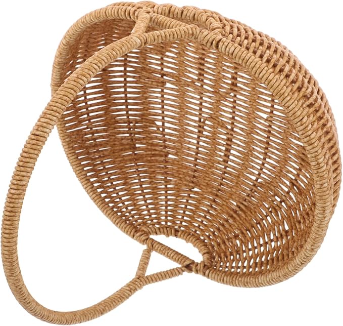 Toddmomy Rattan Basket Woven Harvest Basket with Handle Multipurpose for Picnic, Flower, Fruit, Organizing, Easter, Christmas