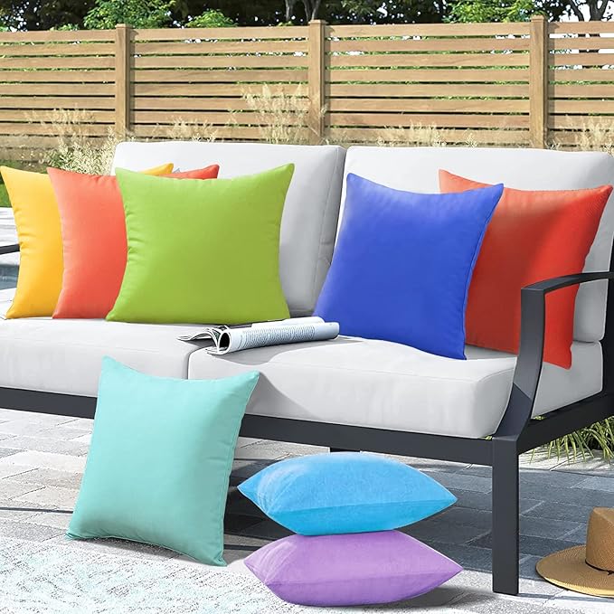 VAKADO Outdoor Waterproof Throw Pillow Covers 16X16 Set of 2 Decorative Purple Patio Furniture Cushion Cases Outside Decor for Couch Garden Bench Porch