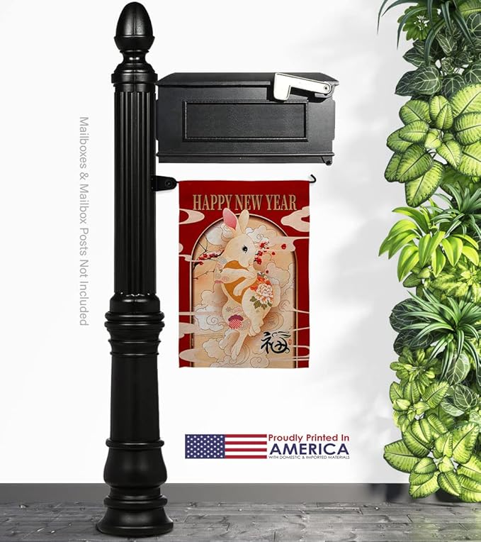 Lunar New Year of Rabbit Mailbox Flag Home Decor Banner Room Wall Art Patio Porch Lawn Garden Outdoor Decorations Tapestry Yard Signs Spring Gifts Luck Chinese Decorations Made in USA