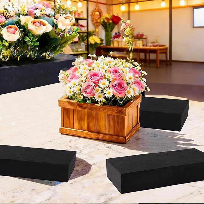 8 Piece Reusable Floral Foam Blocks black, 11.8 x 4.7 x 2 Inch, Water Resistant, for Artificial Flower Arrangements, Outdoor Planters, Wedding Decor (8, 11.8 x 4.7 x 2)