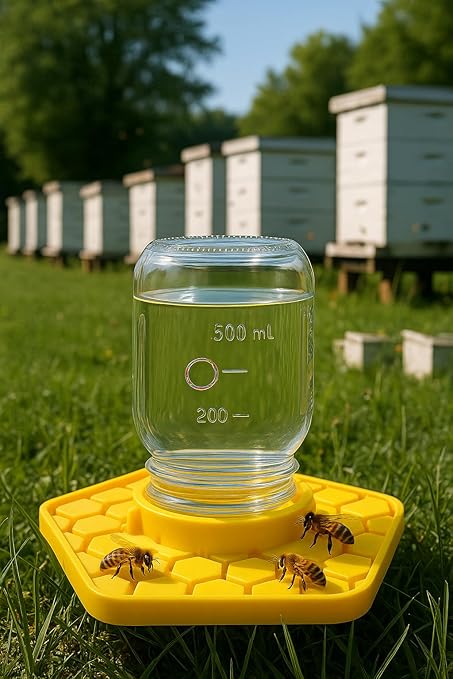 Bee Watering Station for Garden, 2 Pack Orange Bee Feeder and Waterer Compatible with Regular & Wide Mouth Canning Jars(Jar Not Included), Small-Hole Honeycomb Tray Honey Bee Feeder for Outside