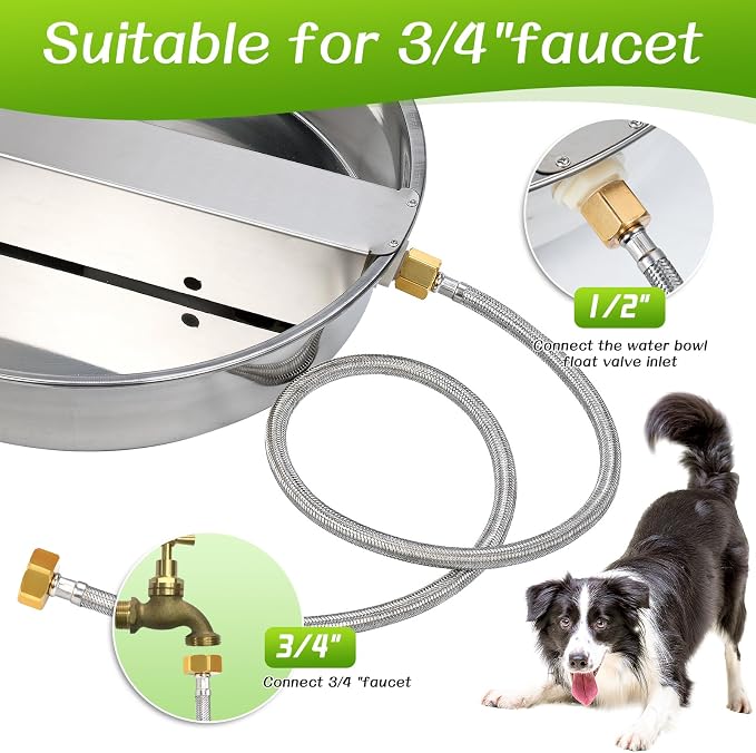 Automatic Dog Water Bowl Dispenser Outdoor Pet Water Dispenser | 1.8 Gal Dog Water Dispenser for Large Breed Dogs, Heavy-Duty Stainless Steel, Chicken Waterer, Backyard