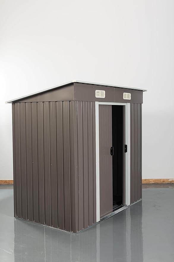 6 x 4 FT Outdoor Metal Storage Shed with Window and Punched Vents,Heavy Duty Storager House w/Sliding Doors & Padlock,Large Waterproof Tool Sheds for Garden,Backyard,Lawn,White