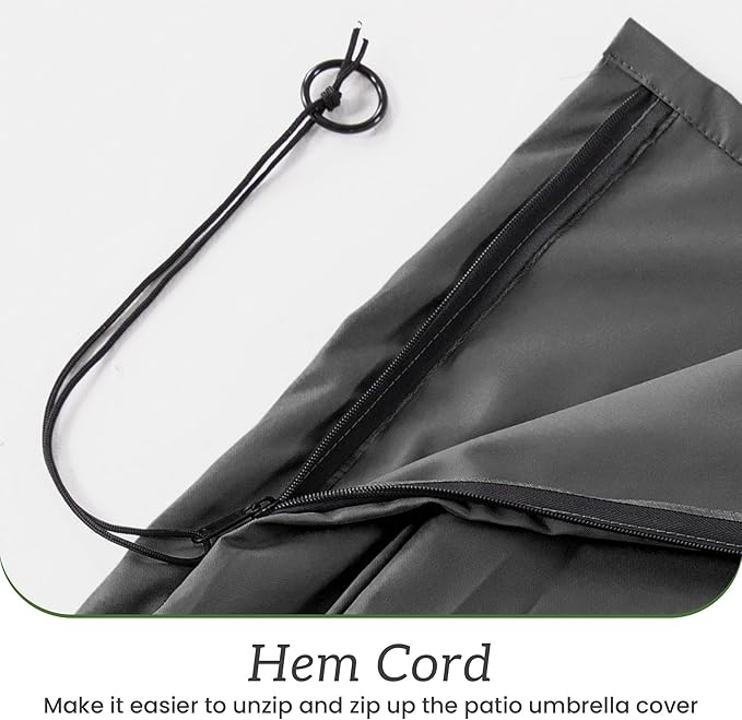 Patio Umbrella Cover Waterproof UV Resistant Outdoor Cantilever Umbrella Covers with Zipper and Rod, Grey
