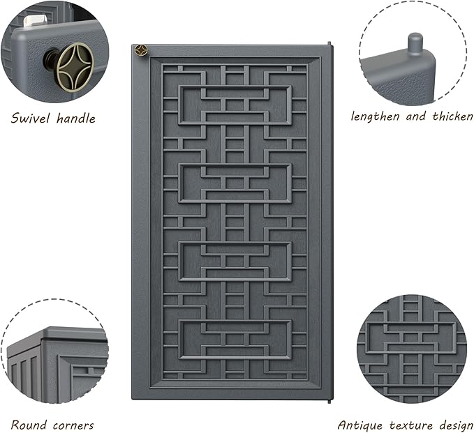 Mrosaa Indoor Outdoor Storage Cabinet Waterproof with Shelf,Plastic Storage Sheds Outdoor Cabinets for Patio/Garden/Backyard, Size 34.3''L*15''W*36.2''H(Gray)