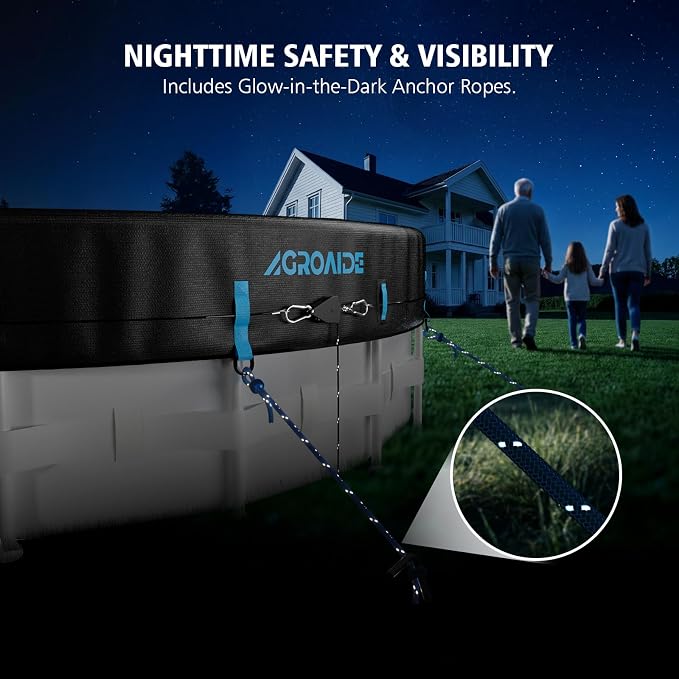 30ft Winter Pool Cover, Upgraded Seamless Side Design, 3-in-1 Super Windproof System with Fast Ratchet Tie Downs, 420D Oxford Fabric for Above Ground Pool - All Season Use, Tear Resistant