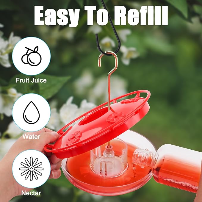 FEED GARDEN Plastic Hummingbird Feeder 16 Oz Red + Glass 20oz Red