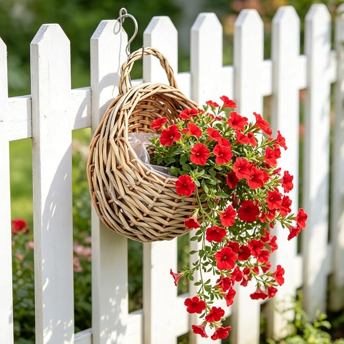 DOITOOL Wall Hanging Flower Basket, 2PCS Handmade Wicker Hanging Willow Wall Basket, Rattan Chlorophytum Comosum Holder for Boho Decor, Front Door, Home, Garden, Flowers, Mail, Fruit