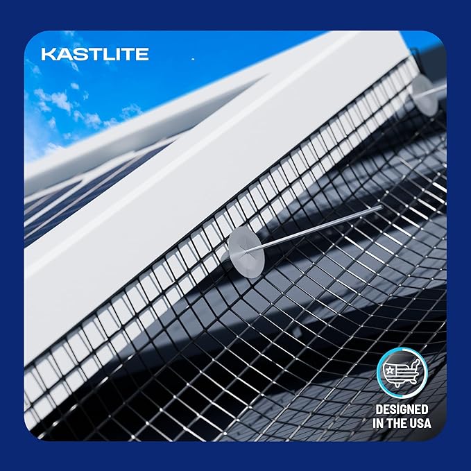 KASTLITE Solar Panel Bird Guard Mesh Kit - 6in x 100ft PVC Coated Galvanized Wire Screen, 100 Stainless Clips, Pliers & Gloves - No Drill Critter Shield, Rodent Barrier Fence for Under Panels, Black
