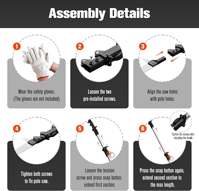 20FT Pole Saw for Tree Trimming, Extendable Tree Pruner with Double Hook Saw and 4-12FT Telescopic Pole, Manual Pole Saw for High Branches, Pruning Branch Cutter for Yard, Garden, Patios