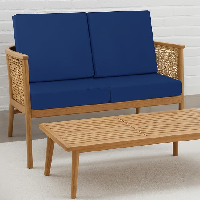 idee-home Outdoor Chair Cushions for Patio Furniture, Outdoor Seat Cushion | Waterproof Hampton Bay Deep Seat Replacement Couch Cushions for Garden Lawn Backyard Deck 24 x 26 Navy