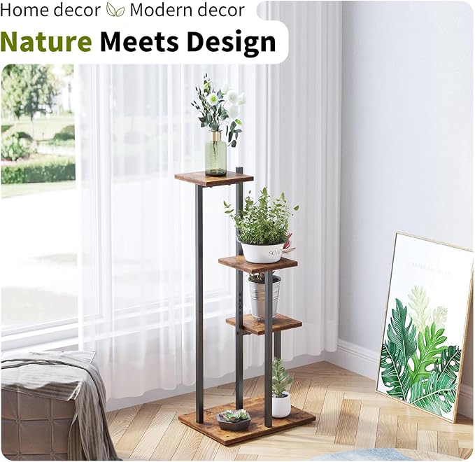 3 Tier Plant Stand Indoor, Tiered Plant Stands for Indoor Plants Multiple, Corner Flower Stand for Living Room, Multi-Layer Vintage Design Plant Shelf | Sturdy wood structure, space-saving corner design. Multi-layer rack holds multiple potted plants,id...