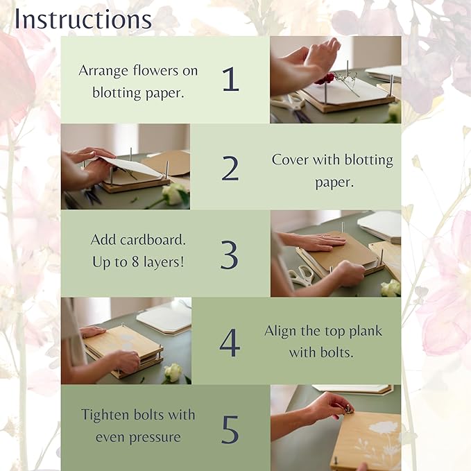 Flower Press Kit | Durable Hardwood 8x10in - Flower Preserving Kit Up to 8 layers - Floral Preservation kits for adults and kids | Innovative and Giftable Floral Pressing kit for Craft Enthusiasts