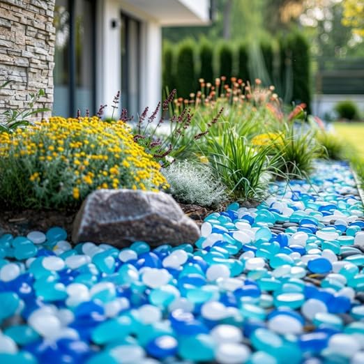 Novabright 300 Pcs Glow in The Dark Rocks, Glow Pebbles for Landscaping Outdoor Decor Glowing Rock Powered by Light or Solar for Garden Lawn Yard, Aquarium, Walkway, Fish Tank, Pathway