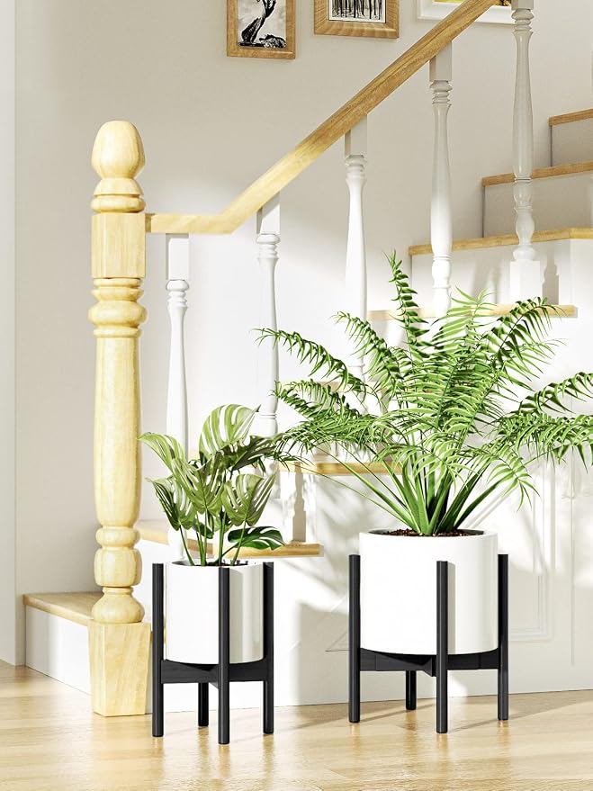 MUDEELA Plant Stand Dark Brown 2 Pack or 2 Tier and Plant Stand Black 1 Pack