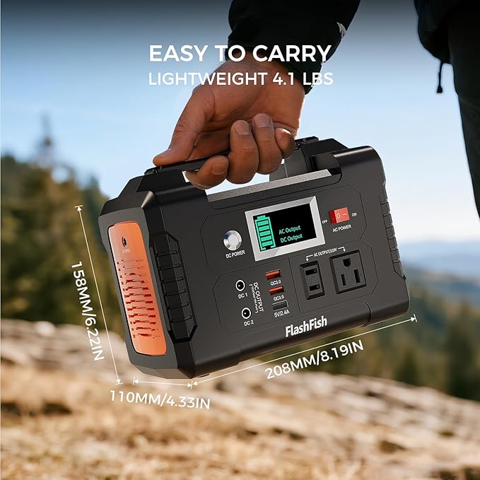 Portable Power Station 200W, FF Flashfish 40800mAh Backup Power Battery Pack With 110V AC Outlets/2 DC Ports/3 USB Ports, Solar Generator Power Supply For Home Backup, Power Outages, and Camping