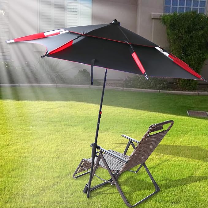 weallbuy Chair Umbrella Clamp Stand, Deck Umbrella Mount, Patio Umbrella Holder for Chair, Clamp Fixed Clip for Beach Fishing Outdoor Camping Boat Umbrella