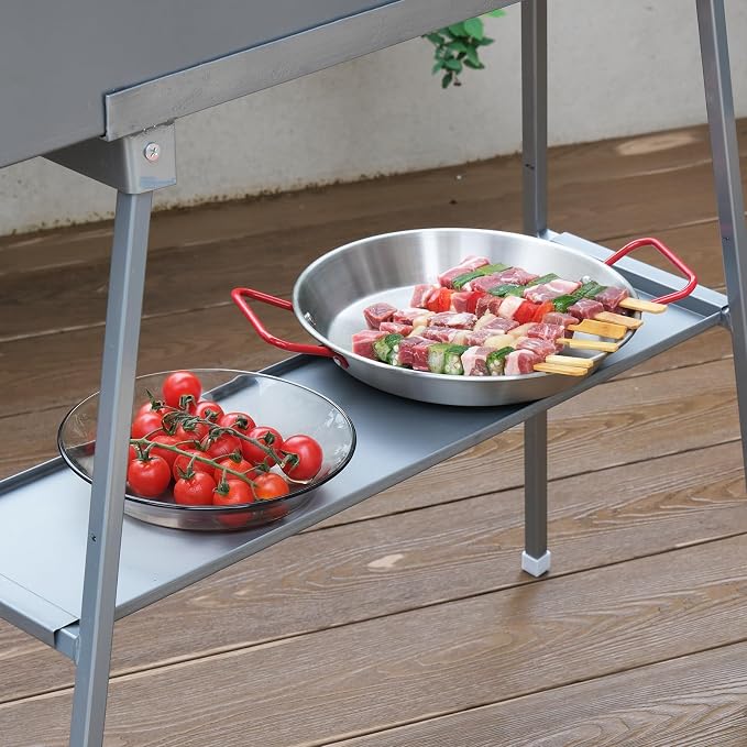 31.5ββ Portable Charcoal Grill Folding BBQ Grill for Outdoor Grilling Cooking Camping Hiking Picnics Tailgating Backpacking Party, With Excellent Ventilation Design, Matte Sliver