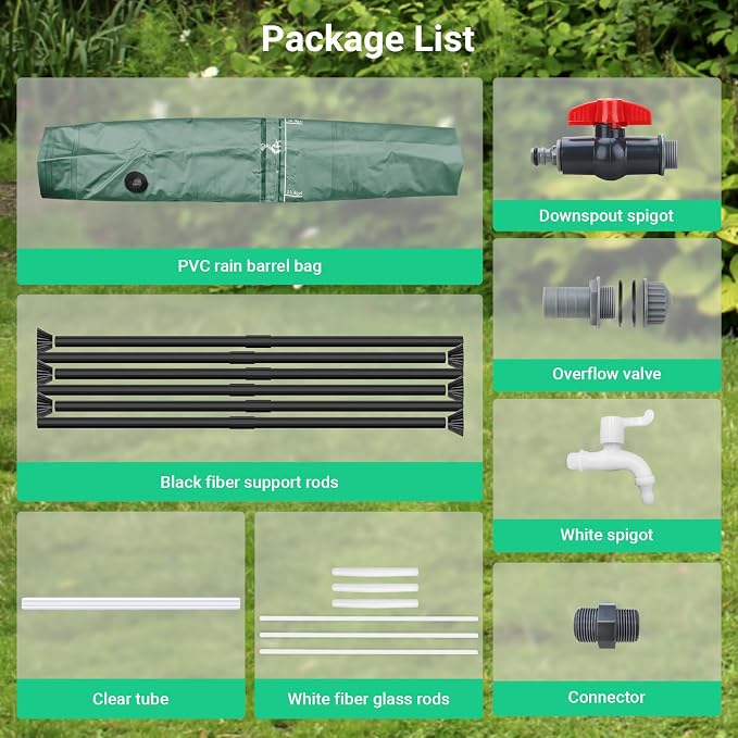 FAMIROSA 50 Gallon / 200L Collapsible Rain Barrel, Foldable PVC Rain Barrels to Collect Rainwater from Gutter, Portable Water Storage Tank Container with Spigot, Water Catcher Collector Green