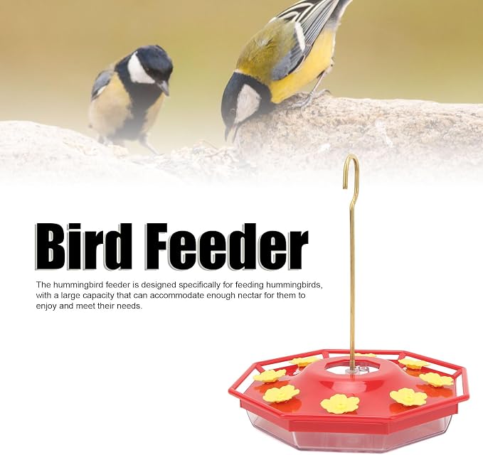 Feeder with Copper Hook Yellow Flower Design for Outdoor Hanging Attracts and Nourishes Hummingbirds in Gardens Patios or Balconies