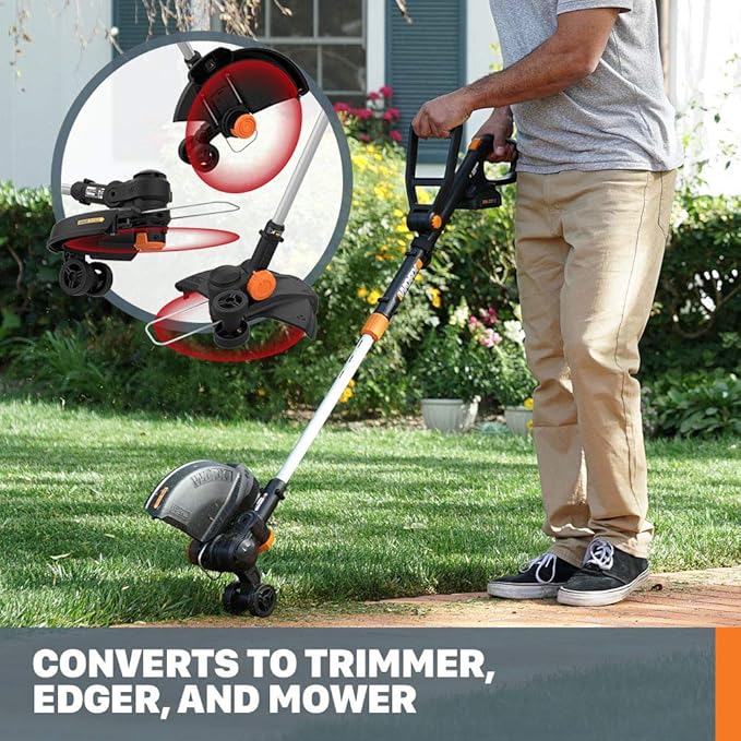 Worx 40V 17" Cordless Lawn Mower & 20V 12" String Trimmer/Edger/Mini-Mower Bundle with Batteries & Chargers