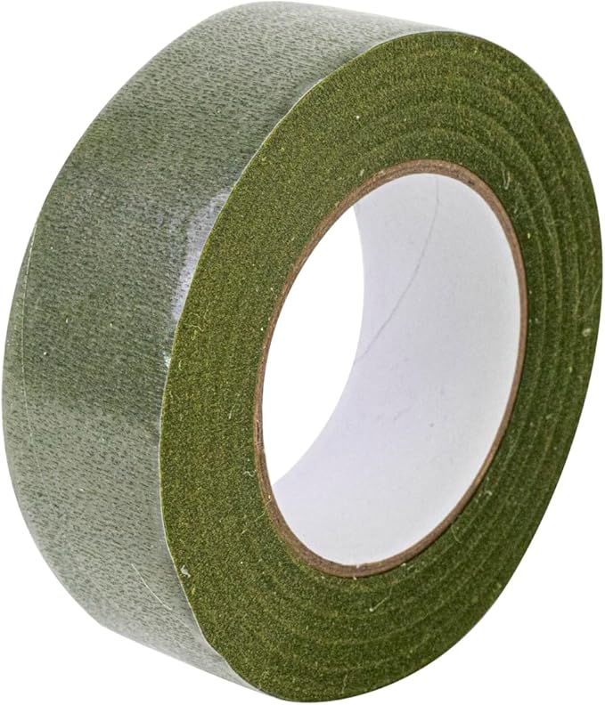 Floral Accessories - 1in Green Flower Tape Stem Wrap - 6 Rolls Per Box - New Formula Rd, Green, 1 Inch, 6 Pieces