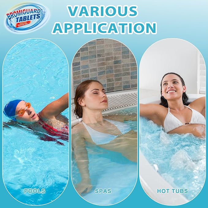 Bromine Tablets for SPA Hot Tub 1 inch Tabs Brominating Tablets Booster Soft Water Feel No Chlorine Odor Chemical Sanitizer