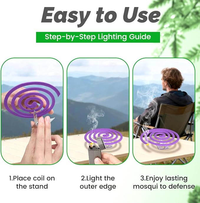 Extra Strong Mosquito Repellent Coils, 28 Pack Large Outdoor Coils for Patios, DEET Free, Long Lasting 7 to 8 Hours Burning Time, Effective Outdoor Insect Bug Control for BBQ Camping and Backyard