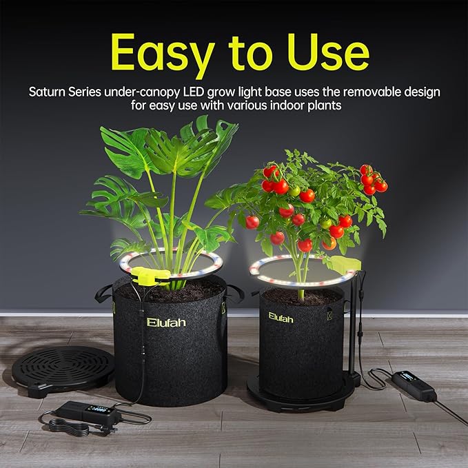 Saturn480 48W Under Canopy LED Grow Light, Full Spectrum Grow Lights for Indoor Plant Seeding/Veg/Bloom, Adjustable Height 12''-22'', 3-in-1 Controller Plant Light for 2x4ft Indoor Growing
