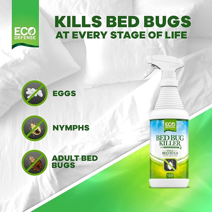 Eco Defense Bed Bug Killer - Bed Bug Spray & Dust Mite Spray - Natural Treatment - 16 Oz (Pack of 2)